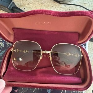 Gucci Gold and Brown Sunglasses